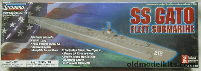 Lindberg 1/240 SS Gato US Fleet Submarine, 70885 plastic model kit